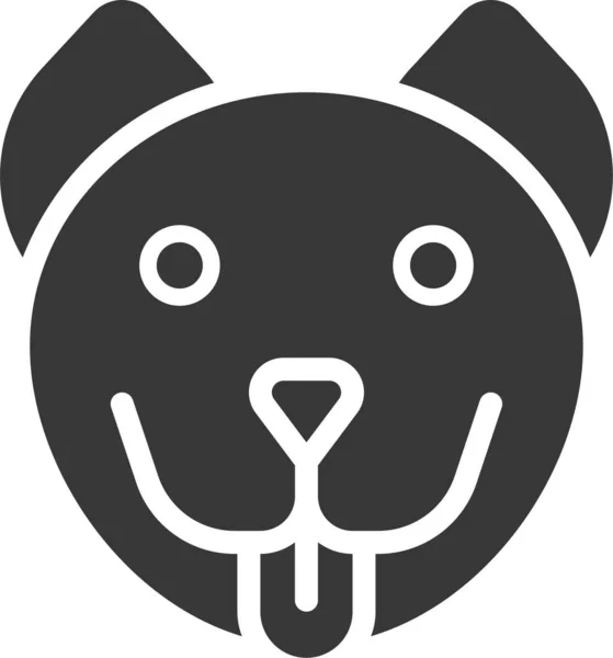 Animal Perro Cara Perro Icono Estilo Sólido — Vector de stock