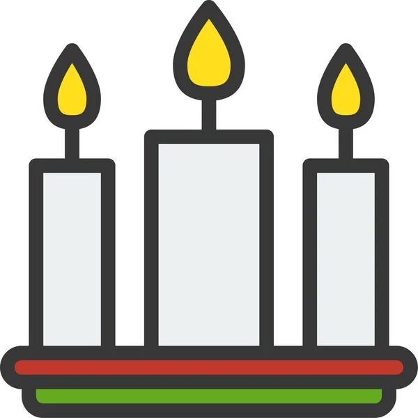 Vela Candelabro Icono Navidad Estilo Filledoutline — Vector de stock