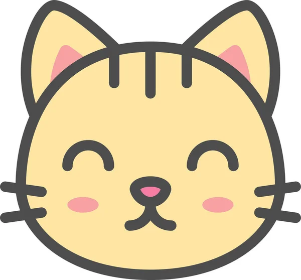 Gato Lindo Cara Icono Filledoutline Estilo — Vector de stock