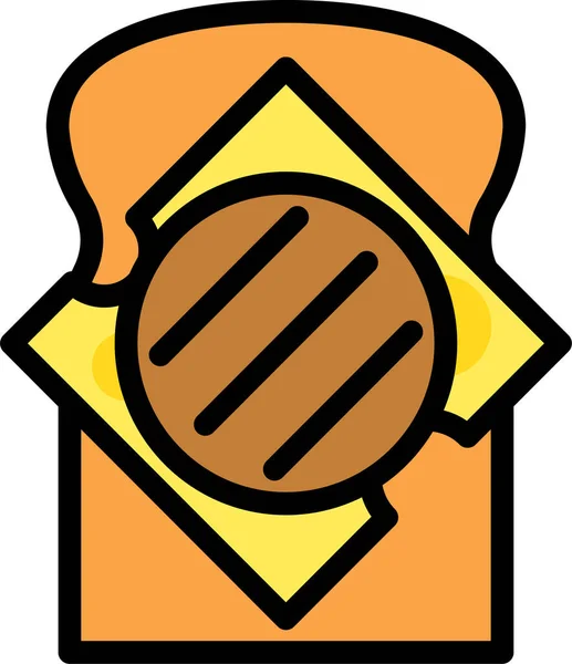 Comida Pan Hamburguesa Icono — Vector de stock