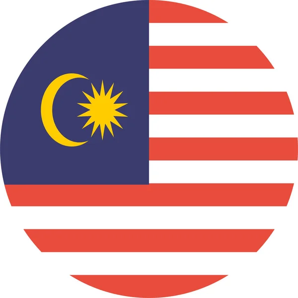 Bandera Del País Malasia Icono Estilo Plano — Vector de stock