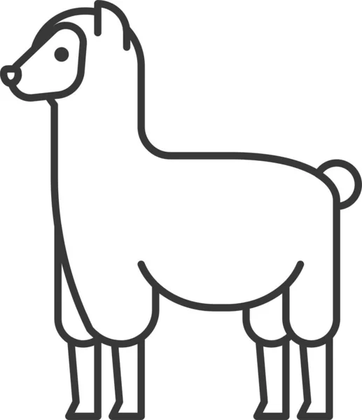 Alpaca Ζώο Llama Εικονίδιο Στυλ Περίγραμμα — Διανυσματικό Αρχείο