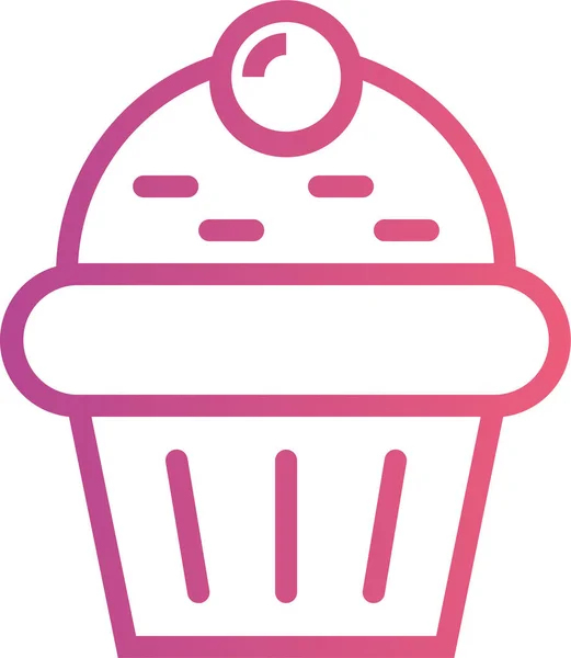 Backkuchen Cupcake Ikone Umriss Stil — Stockvektor