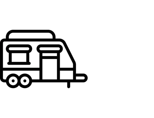 Véhicule Transport Icône Camping Car Dans Style Contour — Image vectorielle