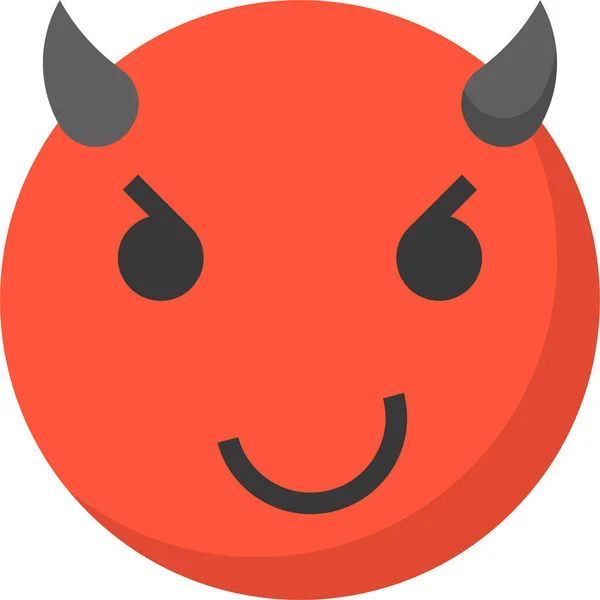 Diable Emoji Icône Émoticône Dans Style Plat — Image vectorielle