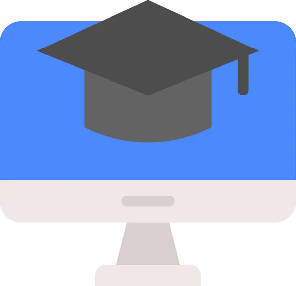 Desktop Μάθηση Εικονίδιο Αποφοίτησης Επίπεδο Στυλ — Διανυσματικό Αρχείο