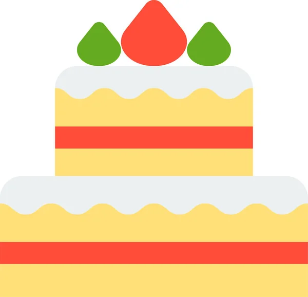 Cake Christmas Dessert Icon Flat Style — Stock Vector