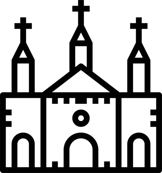 Ikona Křesťanských Církevních Památek Stylu Osnovy — Stockový vektor