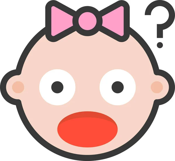 Bambino Confuso Icona Emoji Pieno Stile Contorno — Vettoriale Stock