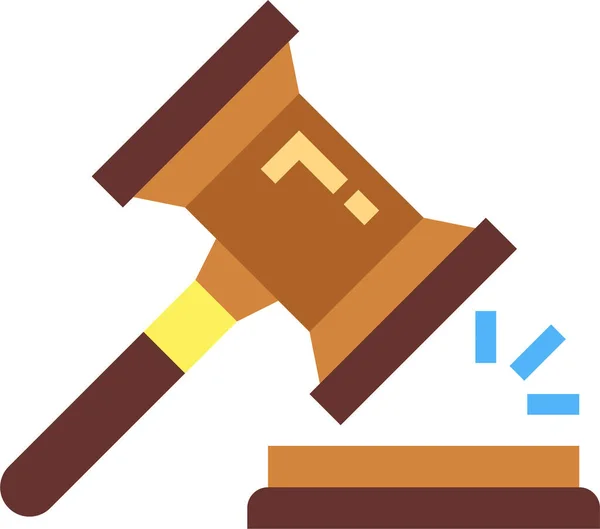 Court Gavel Judge Icon Flat Style — Stock Vector