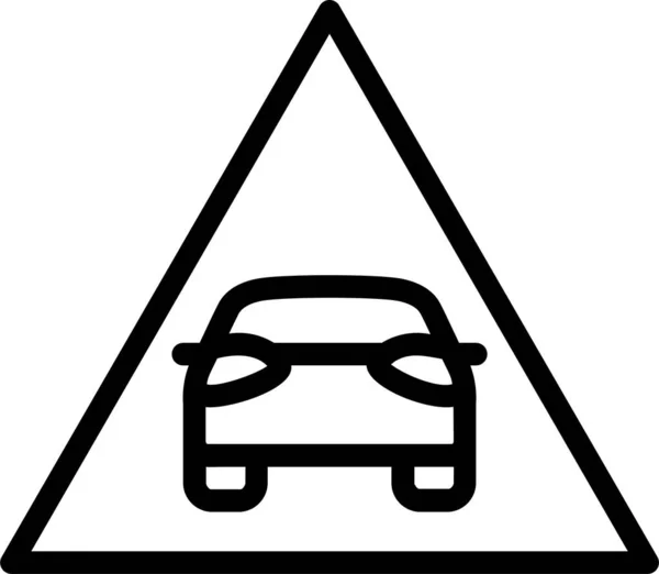 Αυτοκίνητο Προσοχή Προειδοποιητικό Εικονίδιο Στυλ Περίγραμμα — Διανυσματικό Αρχείο