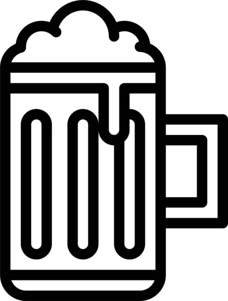 Bière Boisson Tasse Icône Dans Style Contour — Image vectorielle