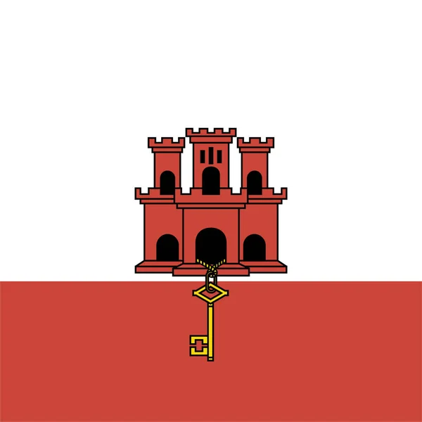 Land Vlag Gibraltar Pictogram Platte Stijl — Stockvector