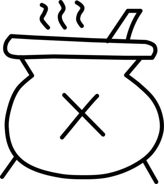 Cauldron Halloween Potion Icon Outline Style — Stock Vector
