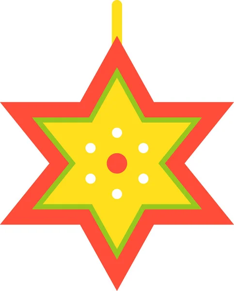 Decoración Navidad Colgante Icono Estrella Estilo Plano — Vector de stock