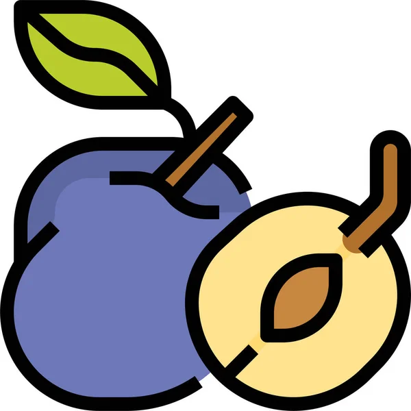 Fruit Healthy Plum Icon Filledoutline Style — 图库矢量图片
