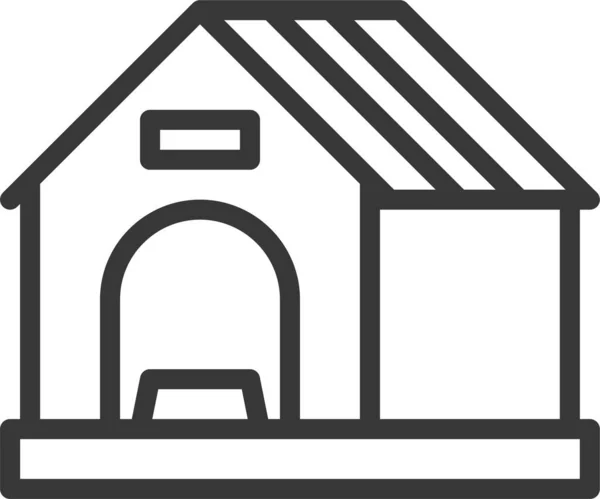 Hond Huis Pictogram Omtrek Stijl — Stockvector