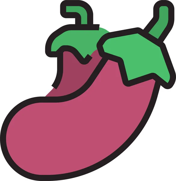 Diät Auberginen Frucht Symbol Filedoutline Stil — Stockvektor