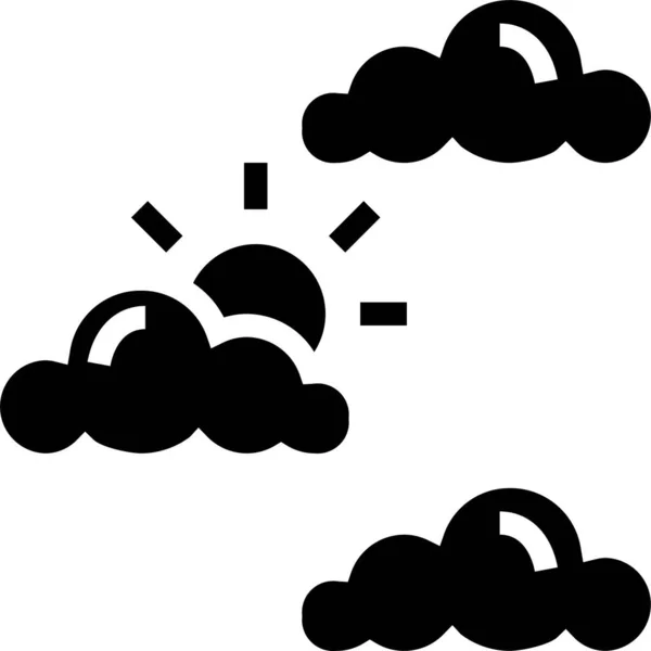 固体状の雲の雲の晴れアイコン — ストックベクタ