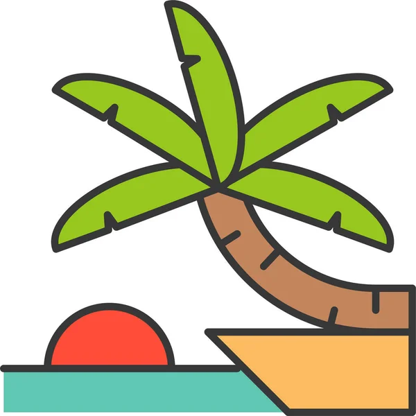 Beach Beach Scene Sunset Icon Filledoutline Style — 图库矢量图片