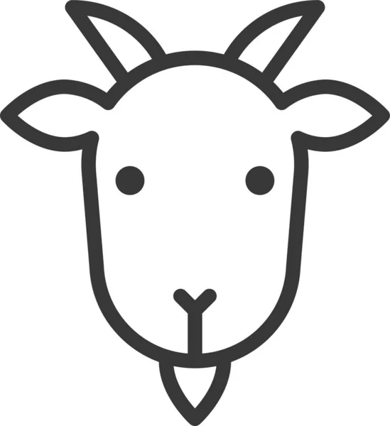 Animal Face Goat Icon Outline Style — Stock Vector