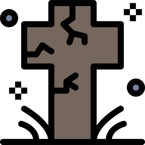 Cementerio Cruz Muerte Icono — Vector de stock
