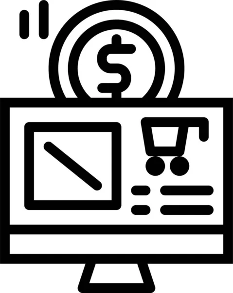 Online Shop Symbol Umriss Stil — Stockvektor