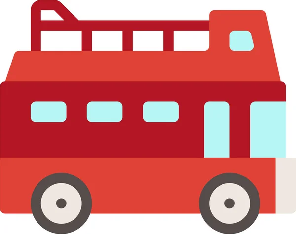 Bus Decker Dubbel Pictogram Platte Stijl — Stockvector