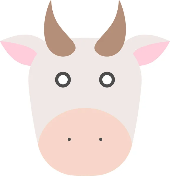 Animal Vaca Cara Vaca Icono Estilo Plano — Vector de stock