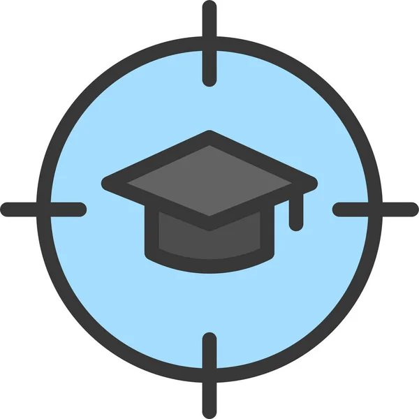 Learning Goal Graduation Cap Icon Filledoutline Style — Stock vektor