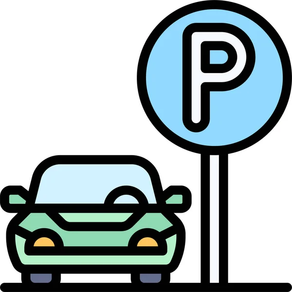 Ikona Parkování Vozidla Vyplněném Obrysovém Stylu — Stockový vektor