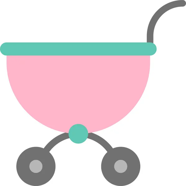 Babe Baby Baby Cart Icon Flat Style —  Vetores de Stock