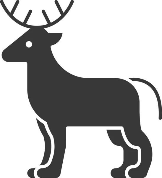 Animal Deer Mammal Icon Solid Style — Vetor de Stock