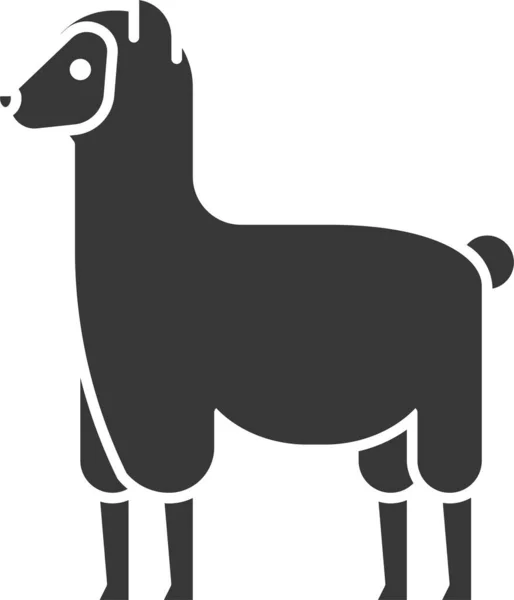 Alpaca Állat Láma Ikon Szilárd Stílusban — Stock Vector