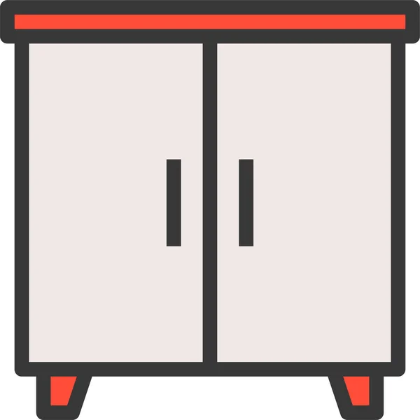 Cabinet Closet Cupboard Icon Filledoutline Style — Stock Vector