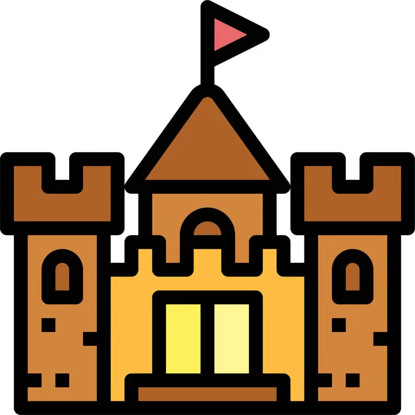 建筑城堡城堡图标的轮廓风格 — 图库矢量图片