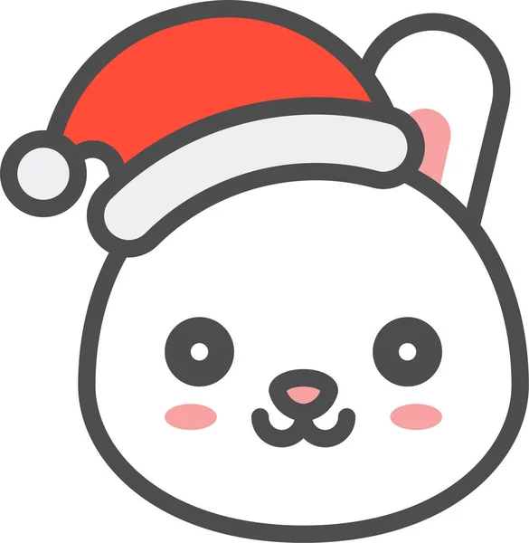 Nyuszi Karácsonyi Emoji Ikon Töltelékvázlatos Stílusban — Stock Vector