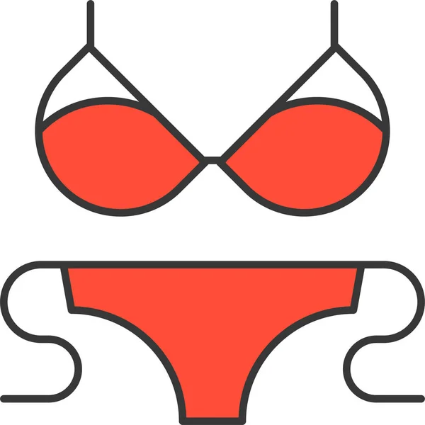 Strand Bikini Beha Pictogram Filedoutline Stijl — Stockvector