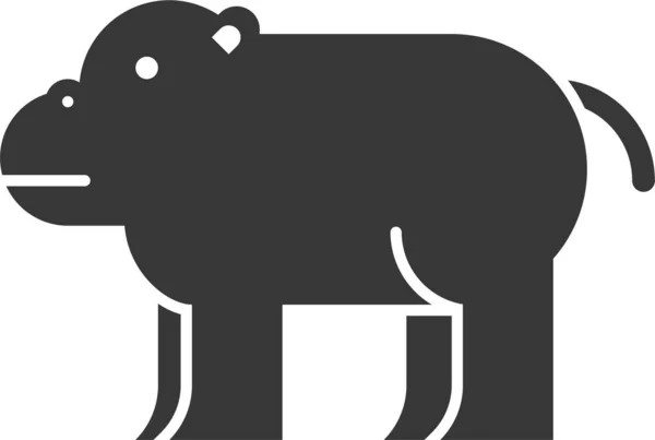 Animal Hippo Hippopotamus Icon Solid Style — Stock Vector