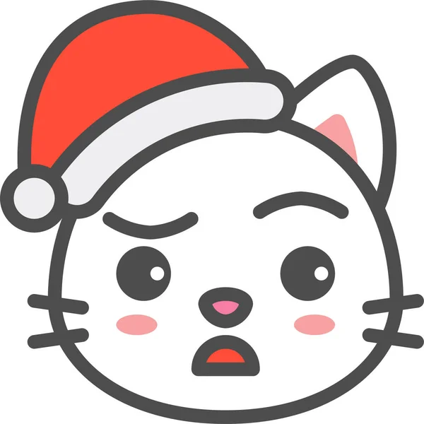 Ícone Dúvida Natal Gato Estilo Filledoutline — Vetor de Stock