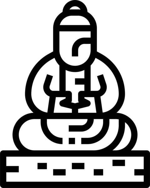 Japan Kotokuin Symbole Umriss Stil — Stockvektor