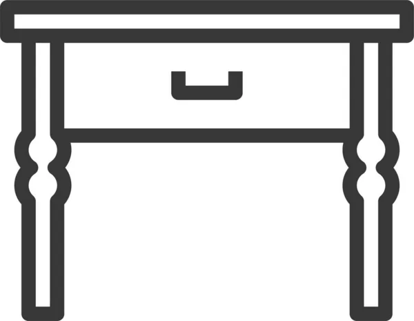 Icono Del Cajón Del Escritorio Silla Estilo Esquema — Vector de stock