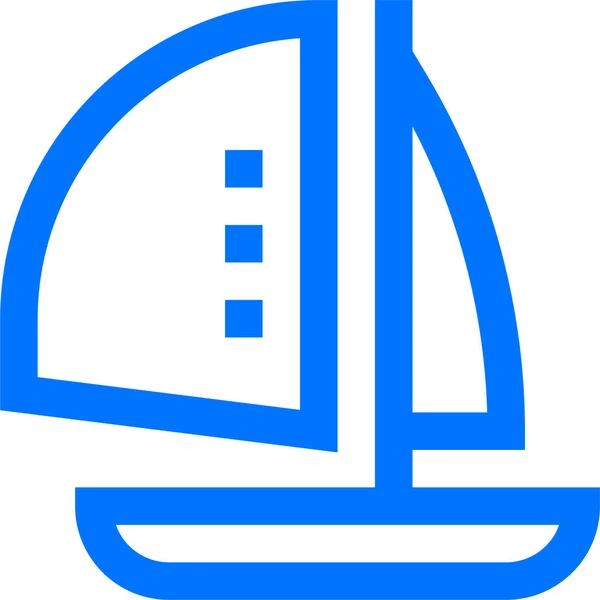 Bootsspiele Segelboot Ikone Umriss Stil — Stockvektor
