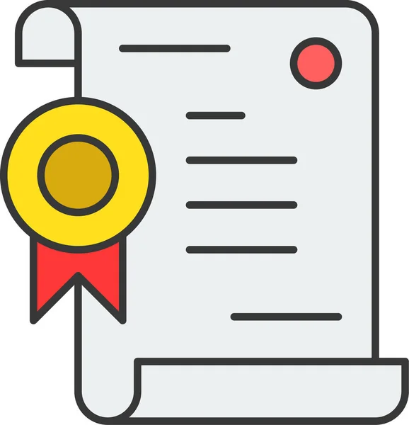 Certificat Diplôme Icône Éducation Dans Style Filledoutline — Image vectorielle