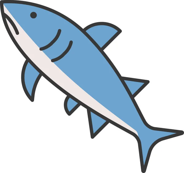 Wassertiere Fische Ozean Symbol Filedoutline Stil — Stockvektor