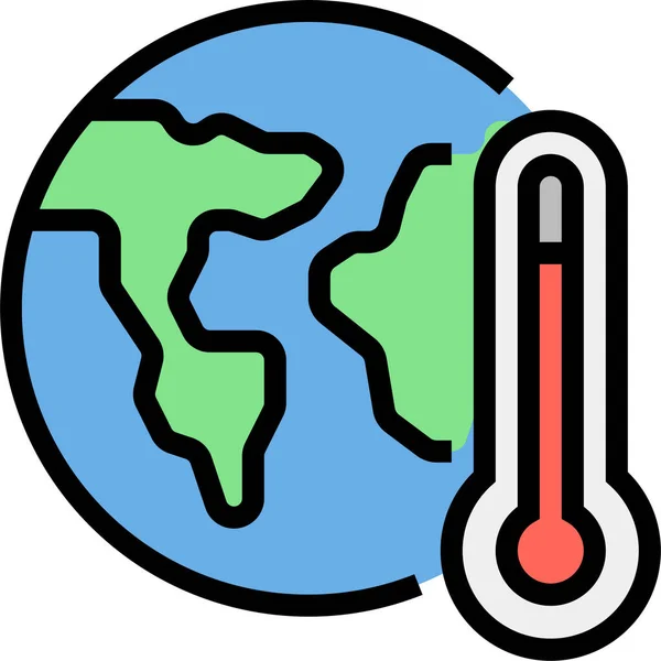 Ícone Temperatura Global Terra Estilo Filledoutline — Vetor de Stock