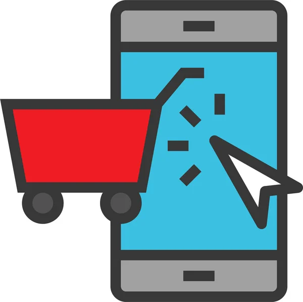 Cart Mobile Shopping Online Icon Filledoutline Style — Stock Vector