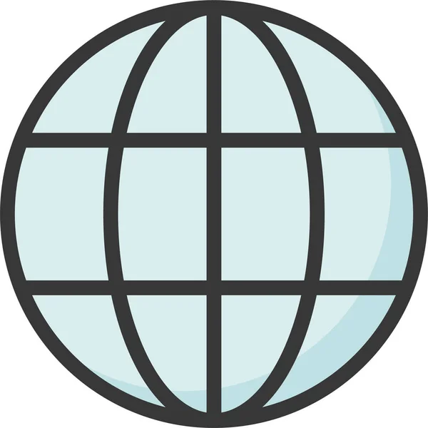Mappa Della Posizione Earthball Icona Stile Contorno Riempito — Vettoriale Stock