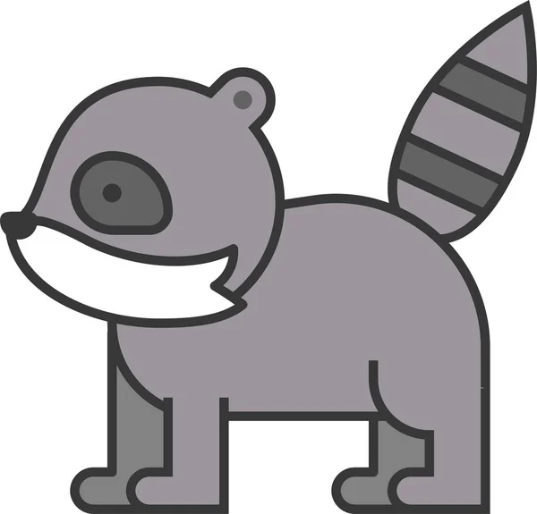 Animal Mammal Raccoon Icon Filledoutline Style — Stock Vector