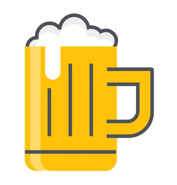 Pivní Alkoholický Nápoj Ikona Vyplněném Obrysu Stylu — Stockový vektor